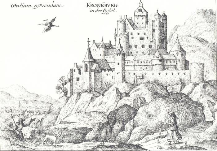 Nr. 6 Burgansicht Merian um 1620 Rhein.